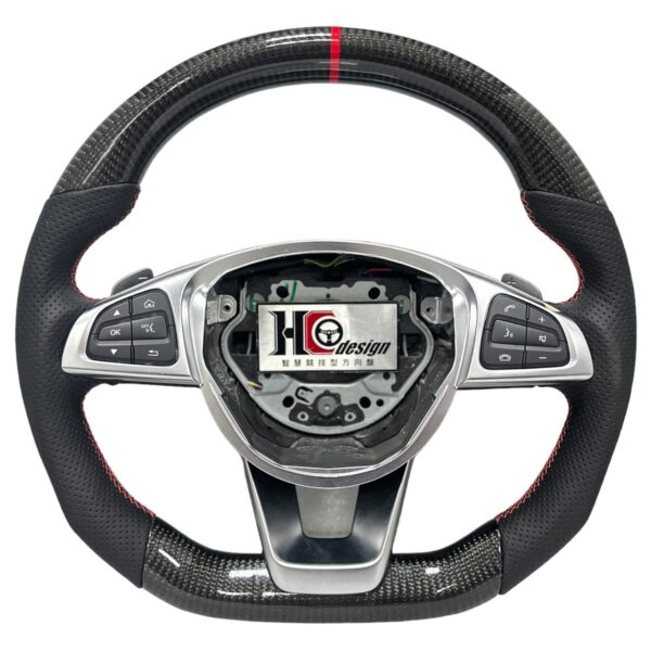BENZ AMG 15款 競技型 左右透氣皮 方向盤 紅定位圈