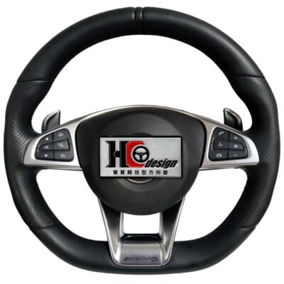 BENZ AMG 15款 上下全皮 左右透氣皮 方向盤  黑色定位圈