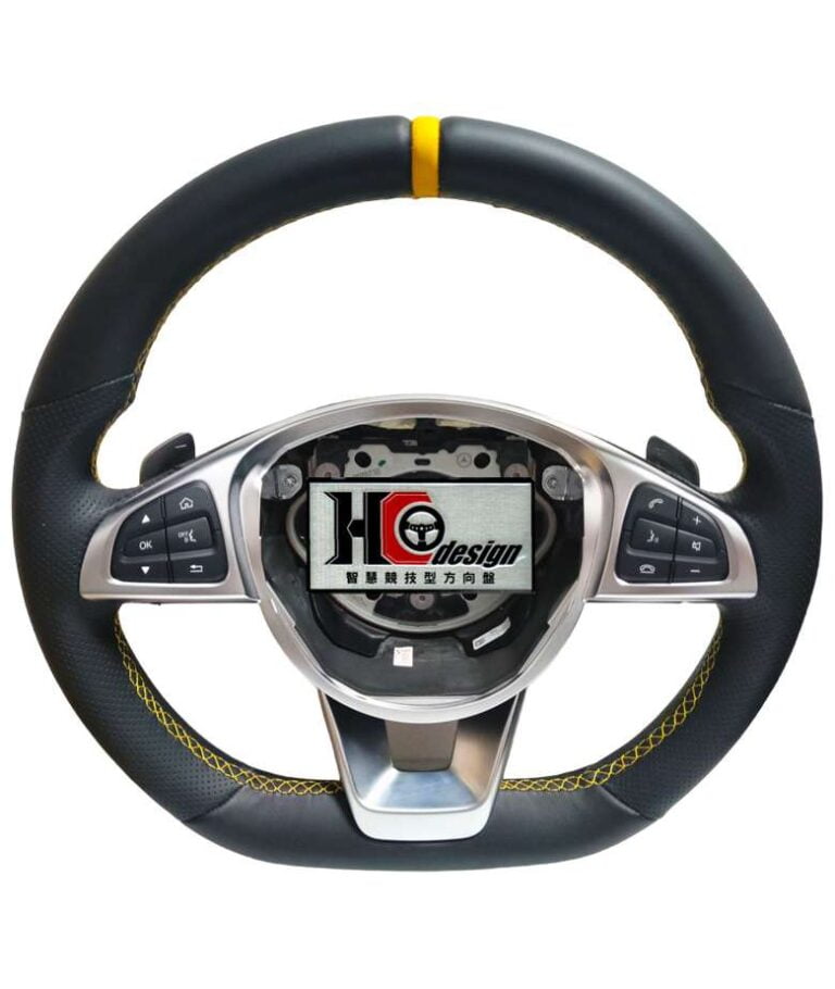 BENZ AMG 15款 上下全皮 左右透氣皮 方向盤 黃定位圈 黃線