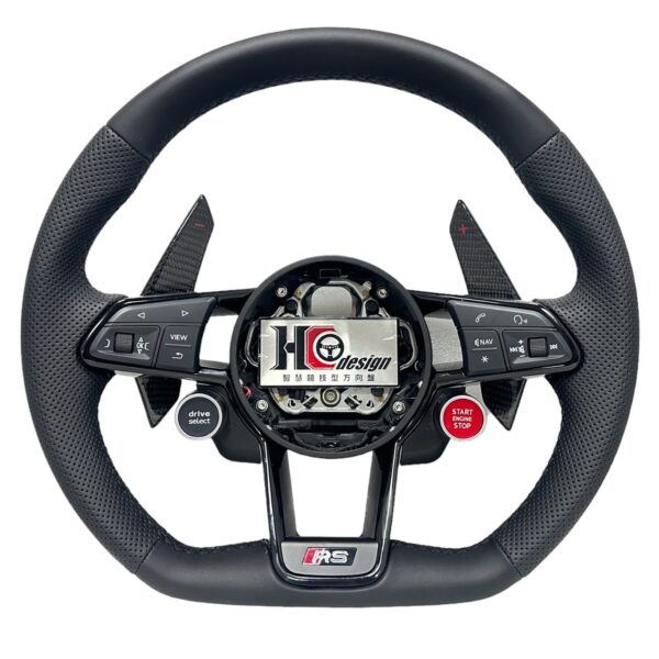 HC design AUDI R8 NAPPA+透氣皮(卡夢撥片、啟動鈕)競技型平把方向盤