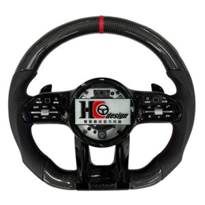 BENZ AMG 19款 競技型 左右透氣皮 方向盤 黑 紅定位圈 紅線