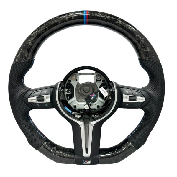BMW F30 M3款 競技型 左右透氣皮 變形蟲方向盤 鍛造碳纖維 三色定位圈