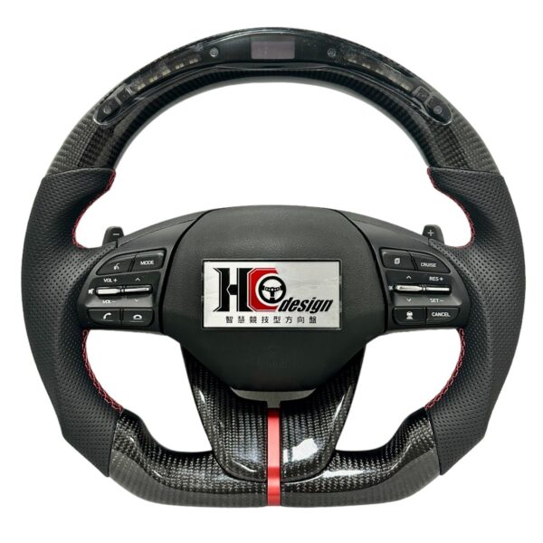 HC design HYUNDAI   LED 碳纖維平把、透氣皮、碳纖維飾板　