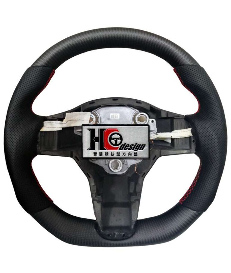 TESLA 特斯拉  競技型 左右透氣皮方向盤-(消光)霧面卡夢