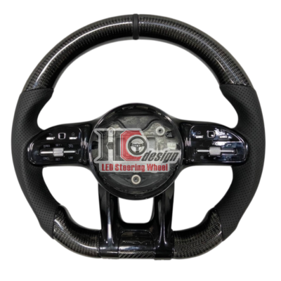 BENZ AMG 19款 競技型 左右透氣皮 變形蟲方向盤 黑 黑定位圈