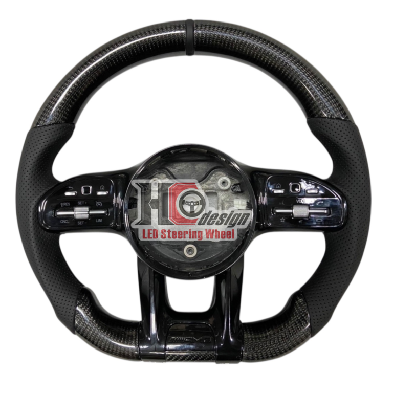 BENZ AMG 19款 競技型 左右透氣皮 變形蟲方向盤 黑 黑定位圈